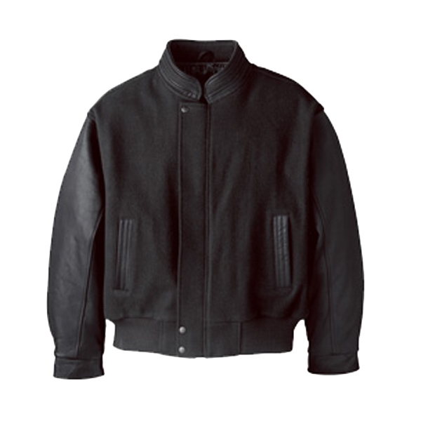 MAK-227 Men’s Melton Leather Jacket With Stand Collar – MAK Leather